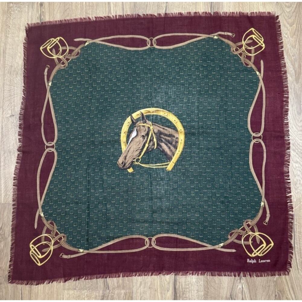 Ralph Lauren Equestrian Print Scarf – Horse & Stirrup Design